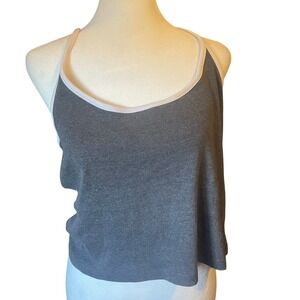 Abercrombie & Fitch Womens Ringer Camisole Tank Top L Gray Y2K 90s Sporty Cotton